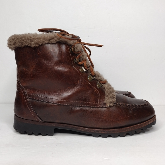 Cole Haan Vintage Brown Leather Insulated Lace Up Women's Ankle Boots - Picture 3 of 15